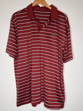 Under Armour Men's Polo Burnt Orange HeatGear Striped Short Sleeve Golf Shirt XL